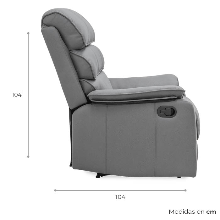 Sillon Reclinable Pu Gris Claro Peik | Reclinables | salas